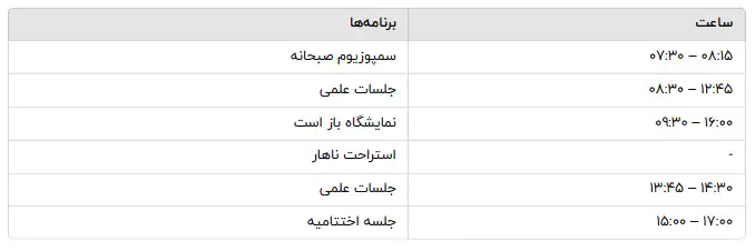 برنامه روز پنجشنبه 21 آگوست كنگره