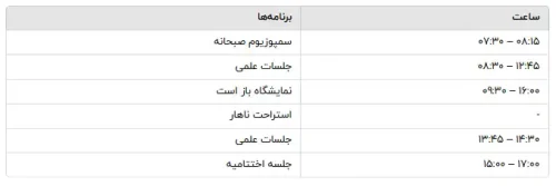 برنامه روز پنجشنبه 21 آگوست كنگره