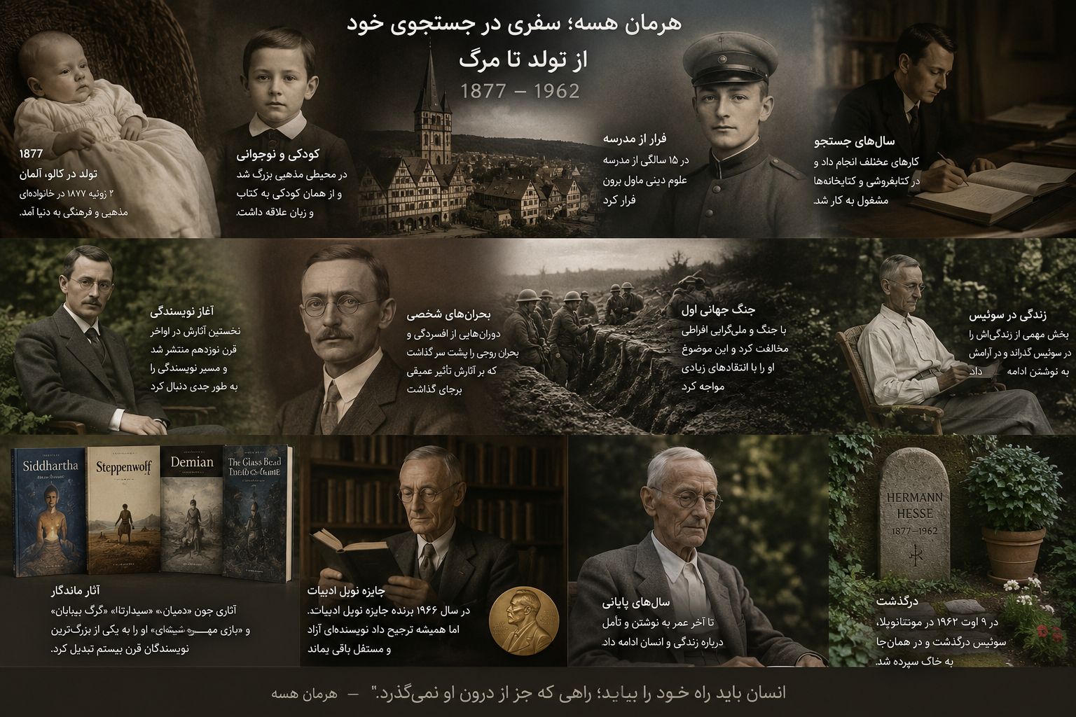 اینفوگرافیک زندگی هرمان هسه
